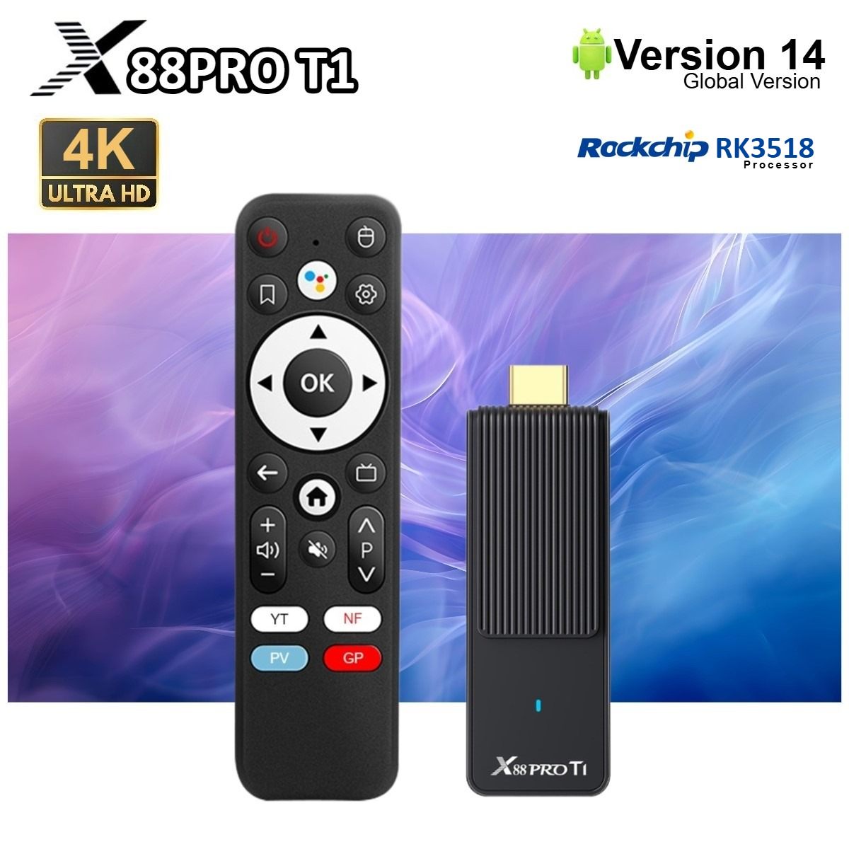 Home Cinema Quad - Wifi6 X88 T1 Rockchip RK3518 Dört