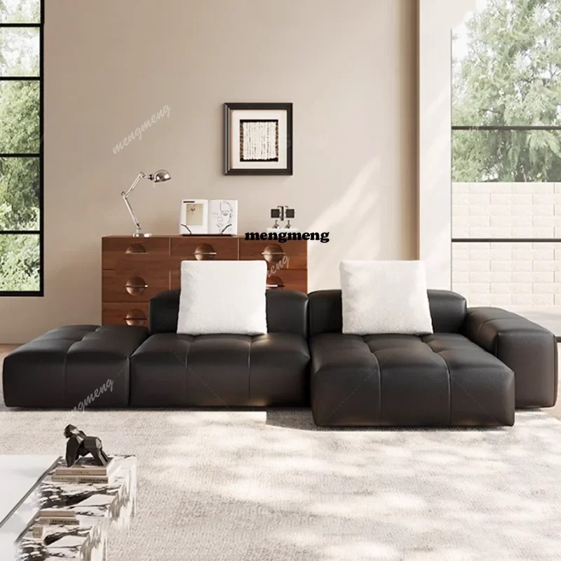 Home Cinema Room Design - İskandinav Deri Sıkıştırılmış Kanepe Minimalist Lüks