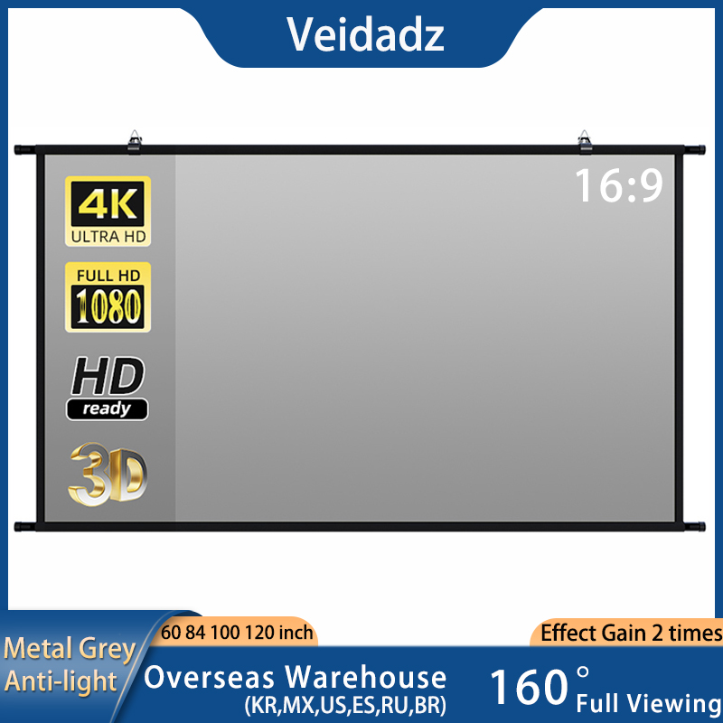 Projector Screen 100 Inch - VEIDADZ projeksiyon perdesi duvara monte gri