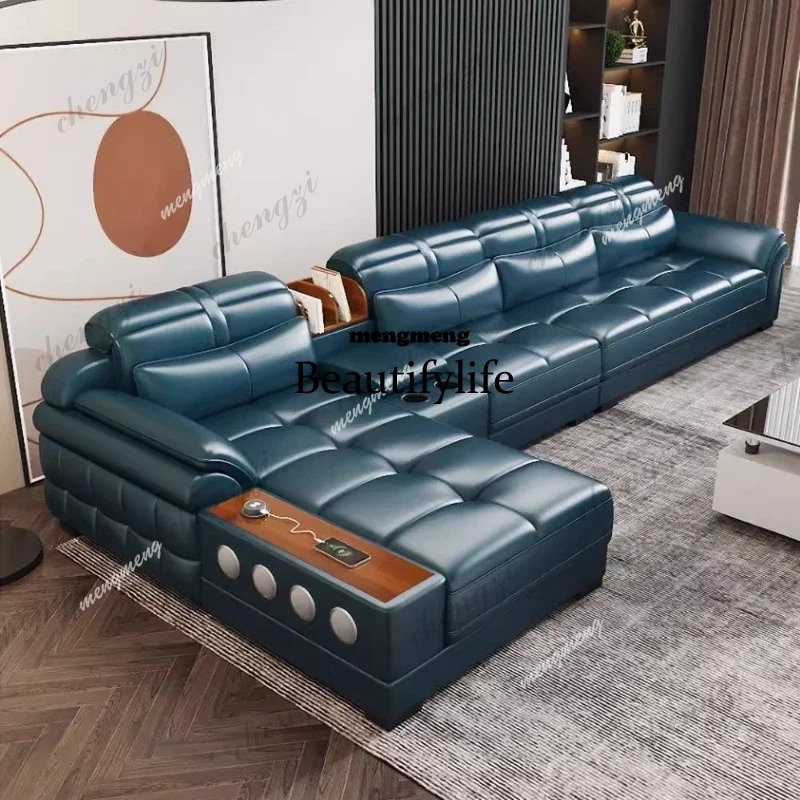 Home Cinema In Small Room - D5556 Hakiki Deri Küçük Daire Kanepeleri