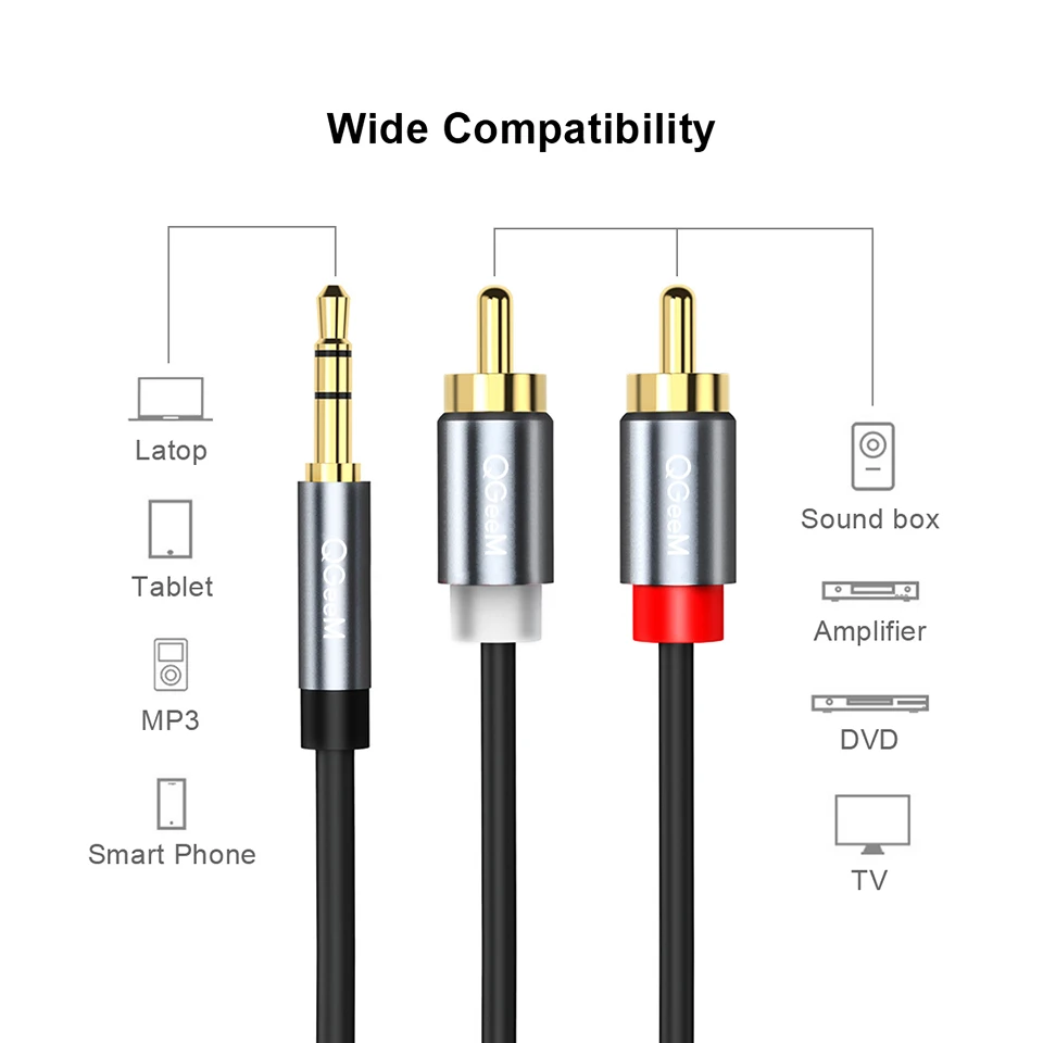 QGeeM RCA Kablosu 2RCA - 3.5mm - Home Cinema Furniture incelemesi ve fiyatı