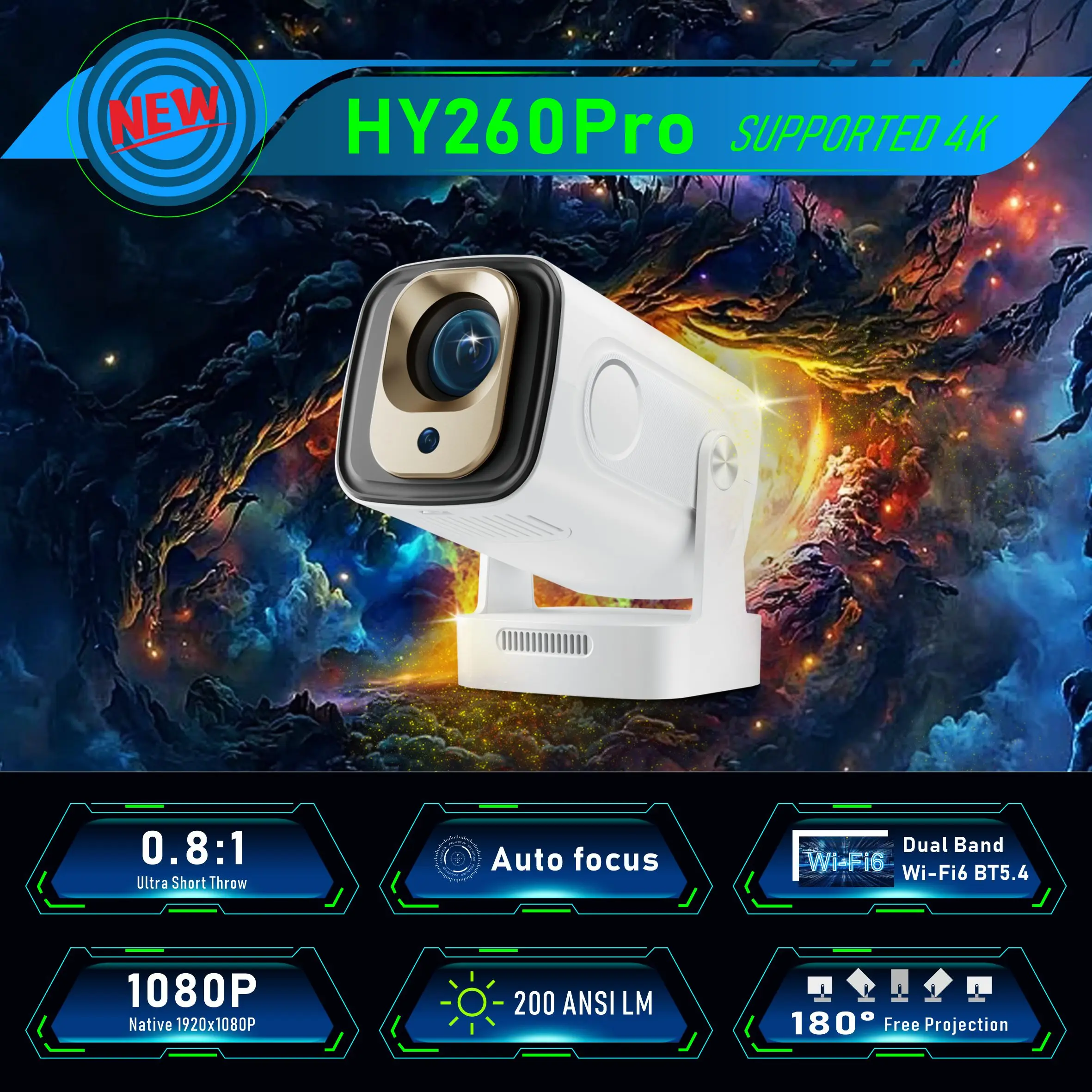 HY260Pro Akıllı Projektör 4K D - Home Cinema Quad incelemesi ve fiyatı